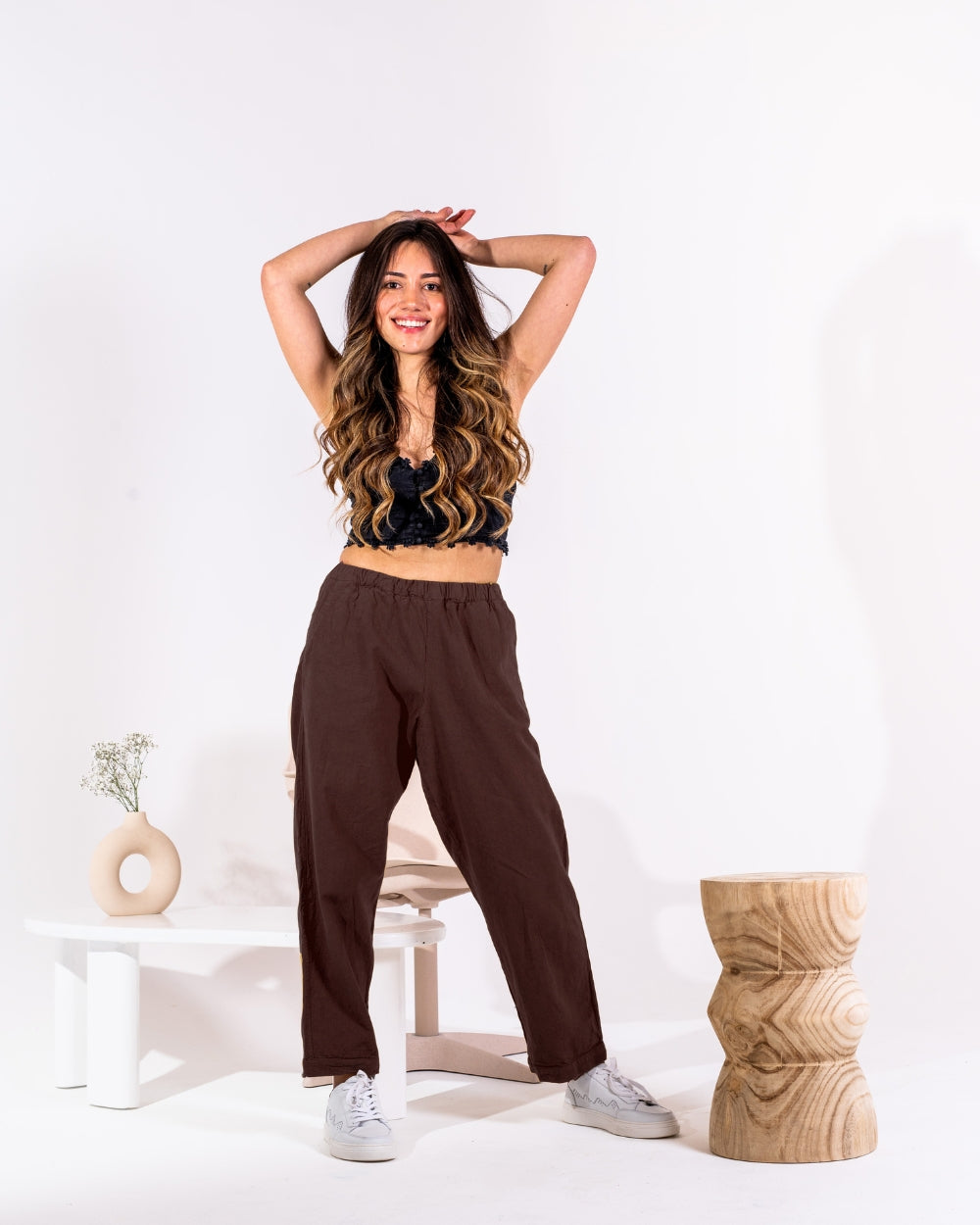 JDEFEG Elderly Pants for Women Womens Wide Leg Palazzo Pants High Waisted  Pant Smocked Pleated Loose Fit Casual Trousers Womens Plus Size Olive Pants  Polyester,Cotton Brown S - Walmart.com